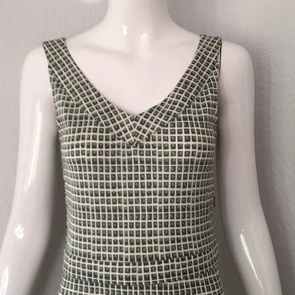 Tory Burch green white printed knit silk dress